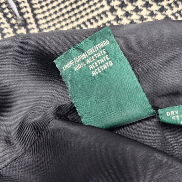 Vintage 1990s Lauren Ralph Lauren Blazer 12 Houndstooth Wool Silk Equestrian USA - Picture 8 of 13